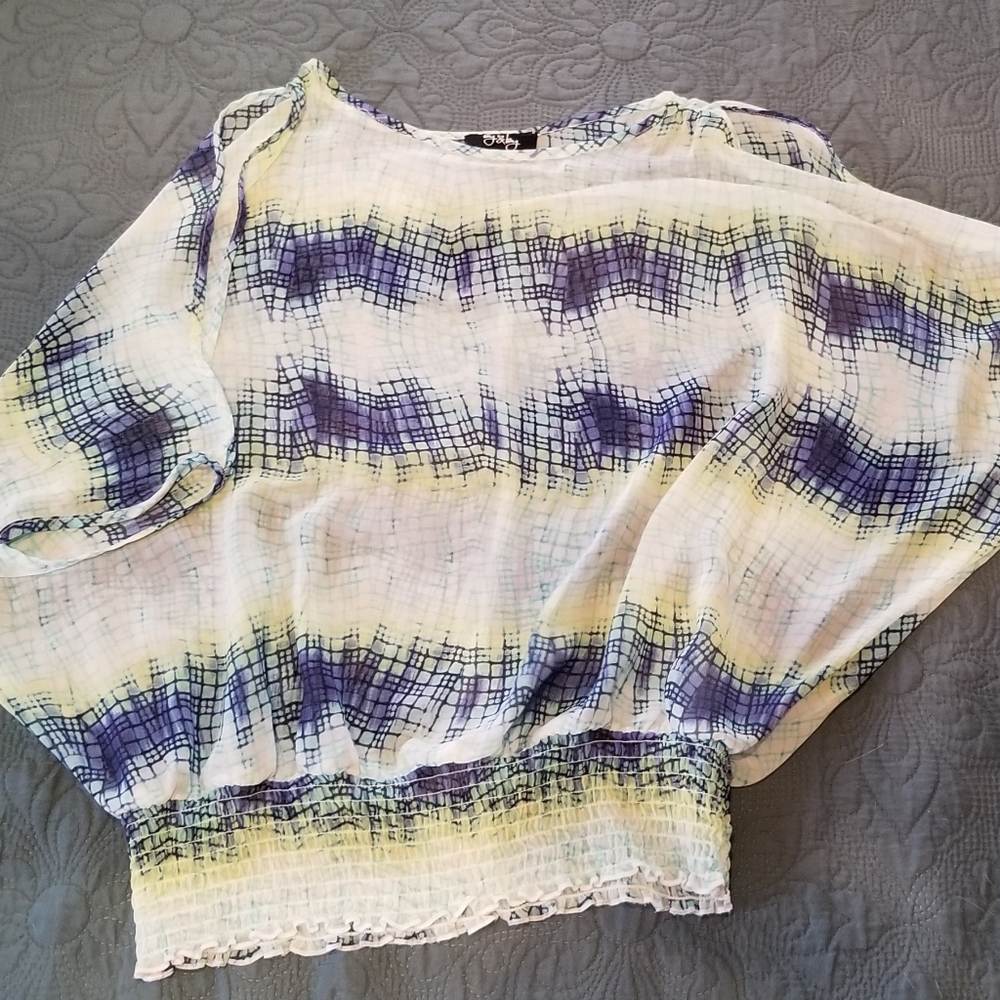 By & By sheer butterfly style shirt
